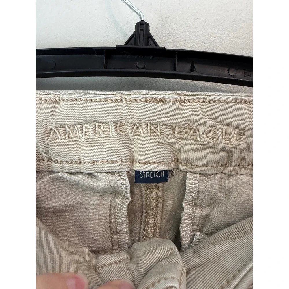 American Eagle Khaki Stretch Flare Pants Womens 8 Regular Tan Chino Trousers